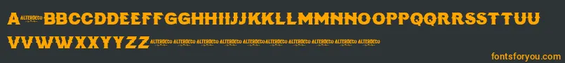 Dialogtypefree-Schriftart – Orangefarbene Schriften auf schwarzem Hintergrund