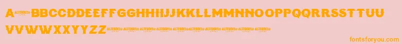 Dialogtypefree-Schriftart – Orangefarbene Schriften auf rosa Hintergrund