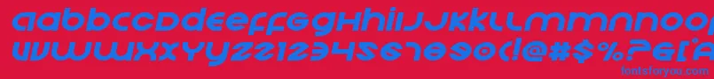 Echostationexpandital Font – Blue Fonts on Red Background