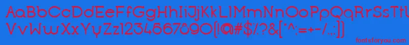 OpificioSerifRounded-Schriftart – Rote Schriften auf blauem Hintergrund