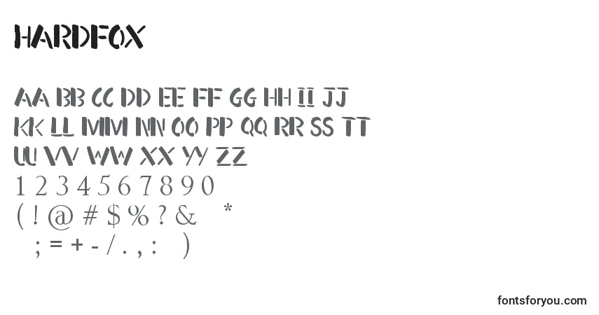 Schriftart HardFox – Alphabet, Zahlen, spezielle Symbole