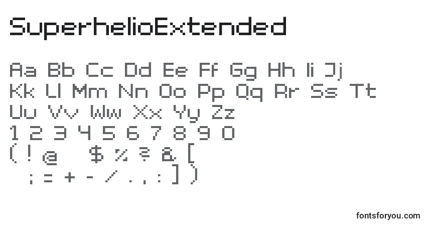Czcionka SuperhelioExtended – alfabet, cyfry, specjalne znaki