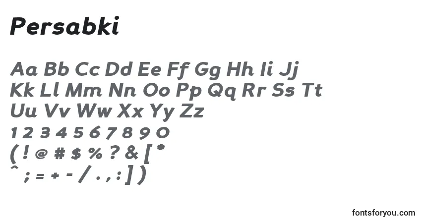 Schriftart Persabki – Alphabet, Zahlen, spezielle Symbole