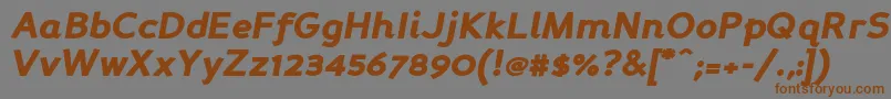 フォントPersabki – 茶色の文字が灰色の背景にあります。