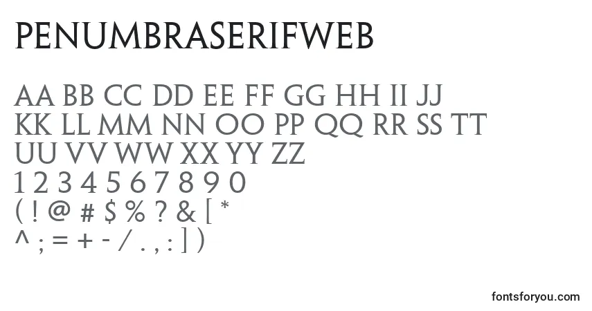 Schriftart PenumbraSerifWeb – Alphabet, Zahlen, spezielle Symbole