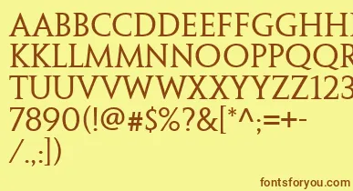 PenumbraSerifWeb font – Brown Fonts On Yellow Background