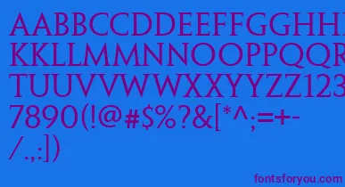PenumbraSerifWeb font – Purple Fonts On Blue Background