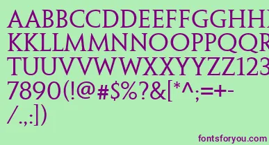 PenumbraSerifWeb font – Purple Fonts On Green Background