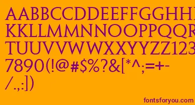 PenumbraSerifWeb font – Purple Fonts On Orange Background