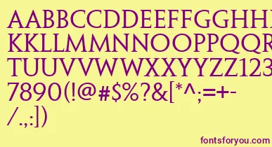 PenumbraSerifWeb font – Purple Fonts On Yellow Background