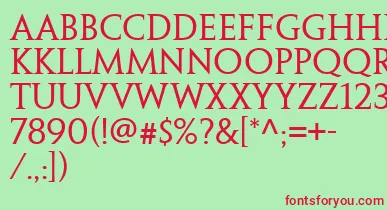PenumbraSerifWeb font – Red Fonts On Green Background