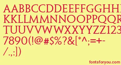 PenumbraSerifWeb font – Red Fonts On Yellow Background