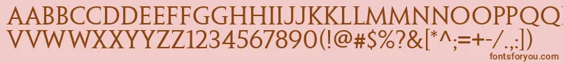 PenumbraSerifWeb-Schriftart – Braune Schriften auf rosa Hintergrund
