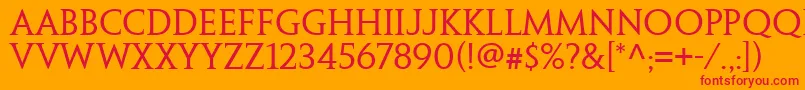 PenumbraSerifWeb Font – Red Fonts on Orange Background