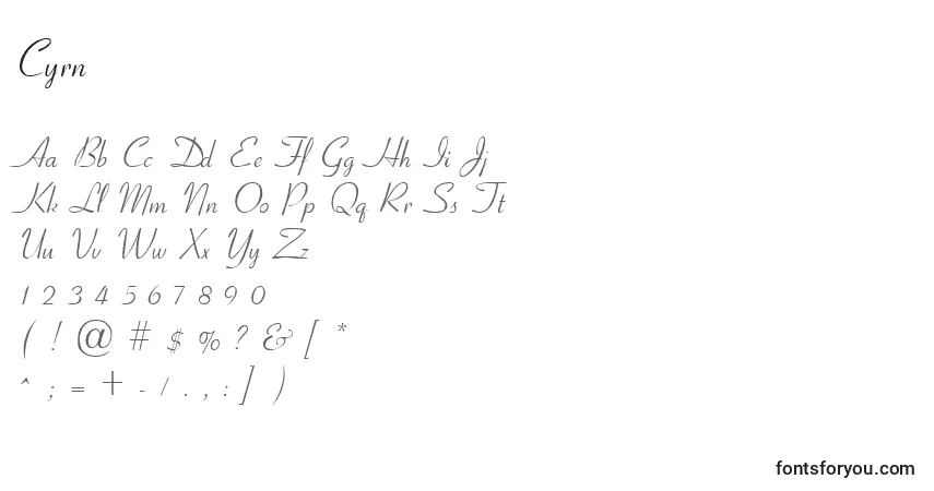 Schriftart Cyrn – Alphabet, Zahlen, spezielle Symbole