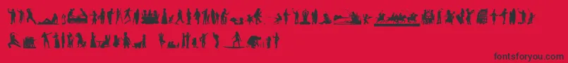 フォントHumanSilhouettesFreeNine – 赤い背景に黒い文字