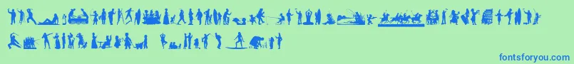 HumanSilhouettesFreeNine Font – Blue Fonts on Green Background