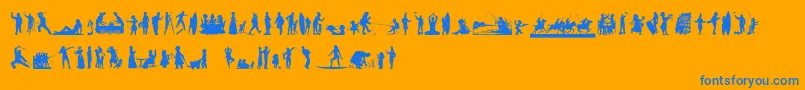HumanSilhouettesFreeNine-fontti – siniset fontit oranssilla taustalla
