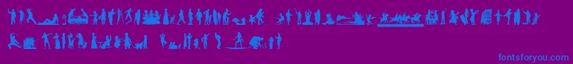 HumanSilhouettesFreeNine-fontti – siniset fontit violetilla taustalla
