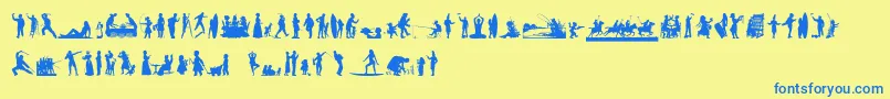 HumanSilhouettesFreeNine-Schriftart – Blaue Schriften auf gelbem Hintergrund