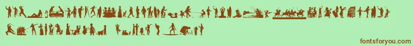 HumanSilhouettesFreeNine Font – Brown Fonts on Green Background