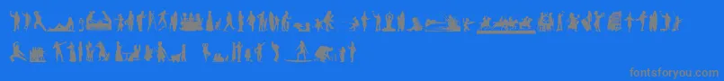 フォントHumanSilhouettesFreeNine – 青い背景に灰色の文字