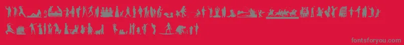 Fonte HumanSilhouettesFreeNine – fontes cinzas em um fundo vermelho
