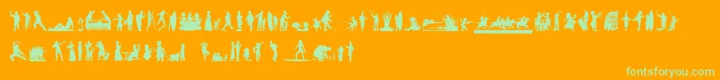 HumanSilhouettesFreeNine-Schriftart – Grüne Schriften auf orangefarbenem Hintergrund