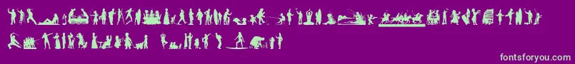 HumanSilhouettesFreeNine-fontti – vihreät fontit violetilla taustalla