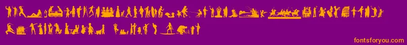 HumanSilhouettesFreeNine-fontti – oranssit fontit violetilla taustalla