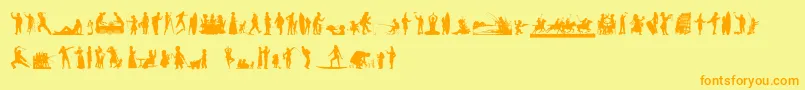 HumanSilhouettesFreeNine-Schriftart – Orangefarbene Schriften auf gelbem Hintergrund