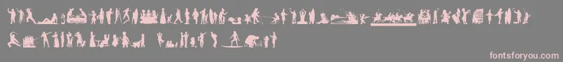 HumanSilhouettesFreeNine-fontti – vaaleanpunaiset fontit harmaalla taustalla