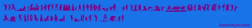 HumanSilhouettesFreeNine Font – Purple Fonts on Blue Background