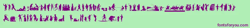 HumanSilhouettesFreeNine Font – Purple Fonts on Green Background