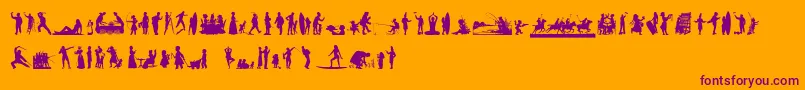 HumanSilhouettesFreeNine Font – Purple Fonts on Orange Background