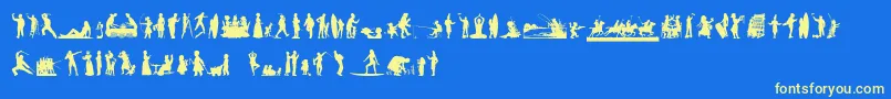 HumanSilhouettesFreeNine Font – Yellow Fonts on Blue Background