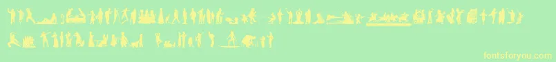 HumanSilhouettesFreeNine-Schriftart – Gelbe Schriften auf grünem Hintergrund