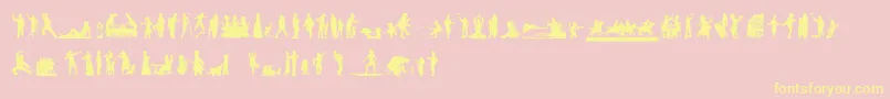 HumanSilhouettesFreeNine-fontti – keltaiset fontit vaaleanpunaisella taustalla