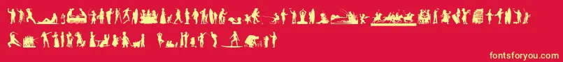 HumanSilhouettesFreeNine Font – Yellow Fonts on Red Background