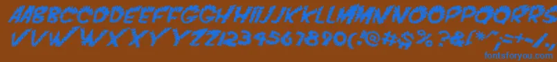 VtcScreamitloudslicedItalic Font – Blue Fonts on Brown Background