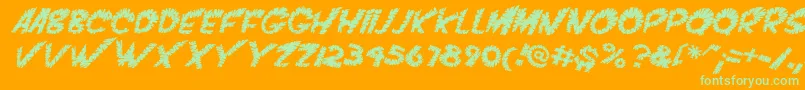 VtcScreamitloudslicedItalic Font – Green Fonts on Orange Background
