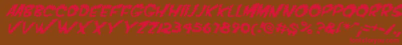Czcionka VtcScreamitloudslicedItalic – czerwone czcionki na brązowym tle
