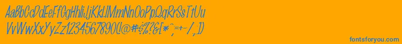 MarkingpenThinItalic-Schriftart – Blaue Schriften auf orangefarbenem Hintergrund