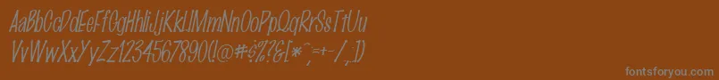 フォントMarkingpenThinItalic – 茶色の背景に灰色の文字