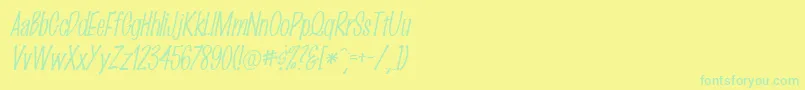 MarkingpenThinItalic Font – Green Fonts on Yellow Background