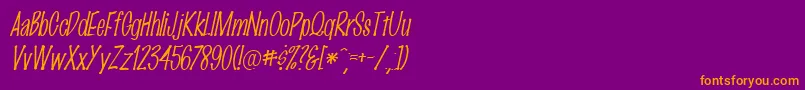 MarkingpenThinItalic Font – Orange Fonts on Purple Background