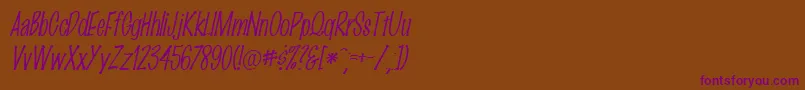 MarkingpenThinItalic Font – Purple Fonts on Brown Background