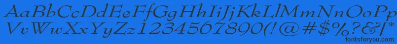 TophatextendedItalic-Schriftart – Schwarze Schriften auf blauem Hintergrund