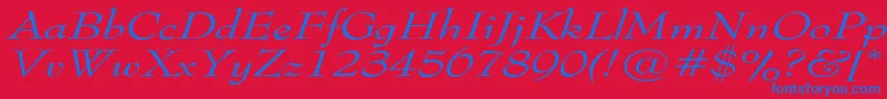 TophatextendedItalic Font – Blue Fonts on Red Background