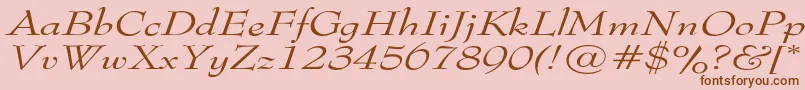 TophatextendedItalic-Schriftart – Braune Schriften auf rosa Hintergrund
